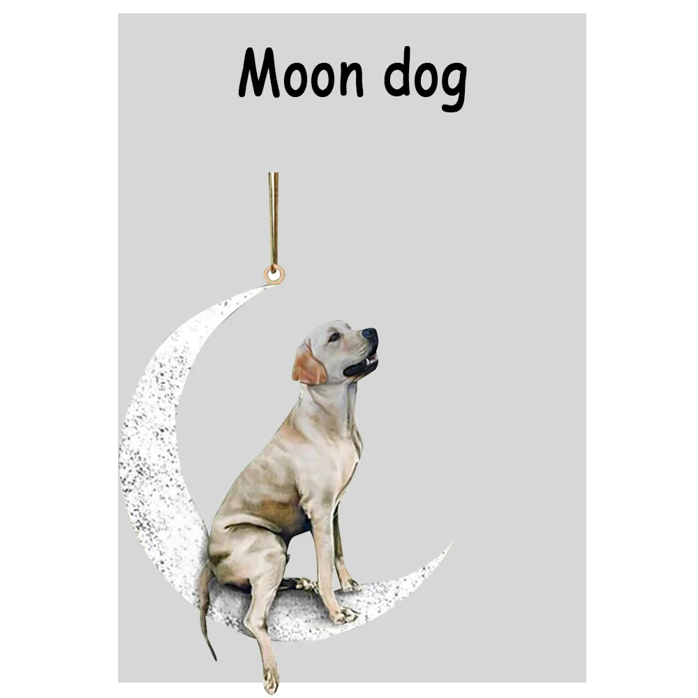 

Акриловая подвеска в виде собаки, сидящей на Луне, украшение для вечерние, подвеска, креативная Рождественская елка, детский подарок, да, Вис...