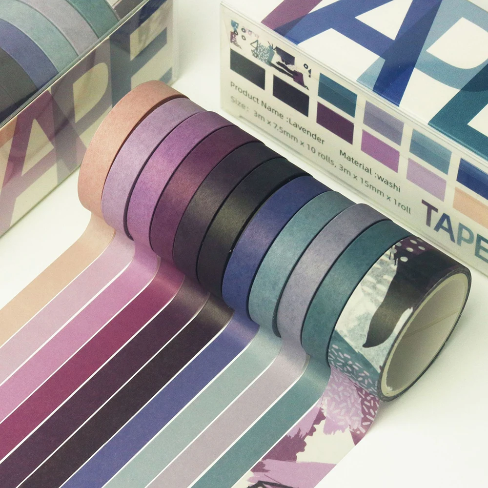 11Rolls Washi Tape Set Basic Color Masking Kawaii Stationery 3m Rainbow Washitape Scrapbooking Decorative Adhesive - купить по