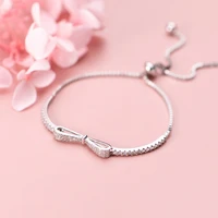 925 sterling silver crystal bowknot charm bracelet bangle for women strand diamond bracelet wedding party jewelry woman