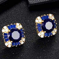 luxury new geometric square crystal stud earrings with aaa zircon statement rhinestone earrings for women party fashion jewelry