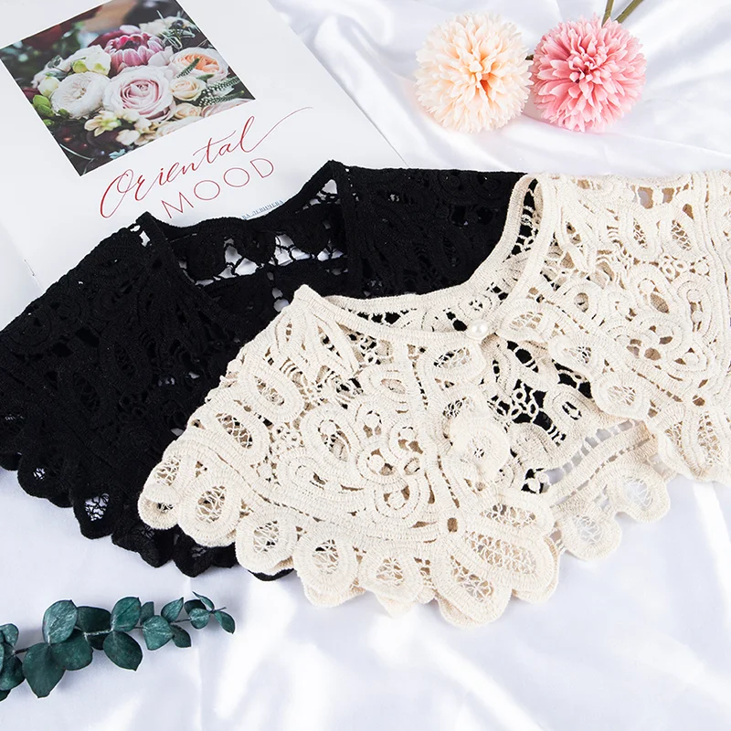 

Shawl O-Neck Doll False Collar Shirt Women Hollow Crochet Lace Detachable Collar Hollow Crochet Lace Detachable Collar