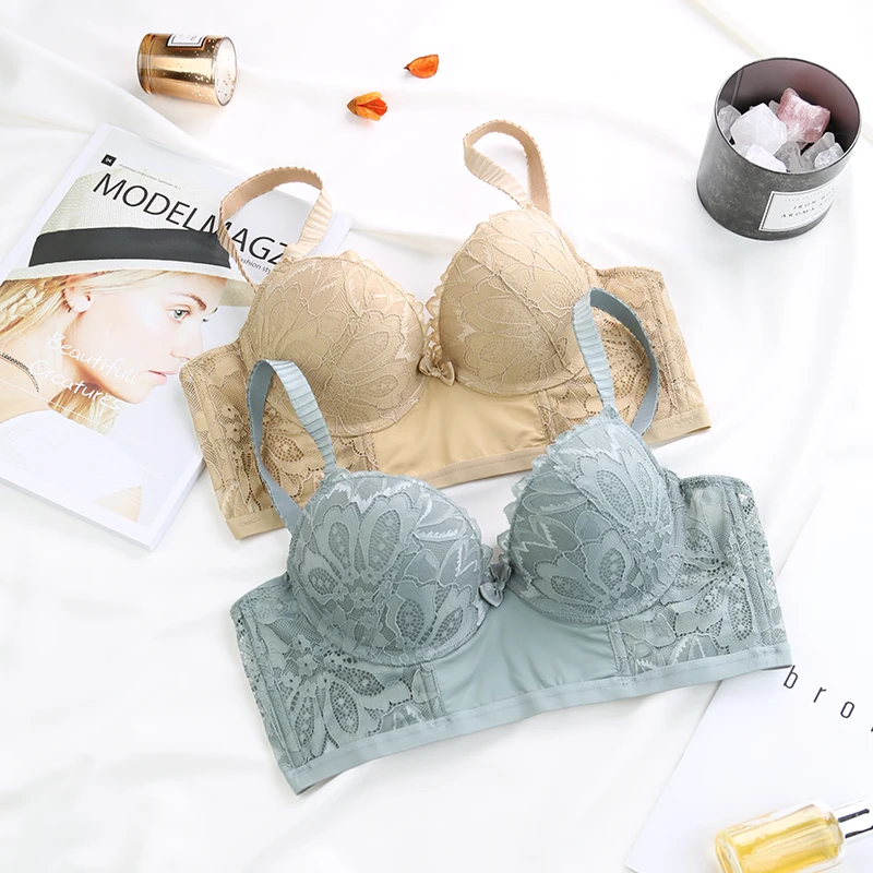 Комплект нижнего белья женский бюстгальтер с пуш апом толстый черный хлопковый