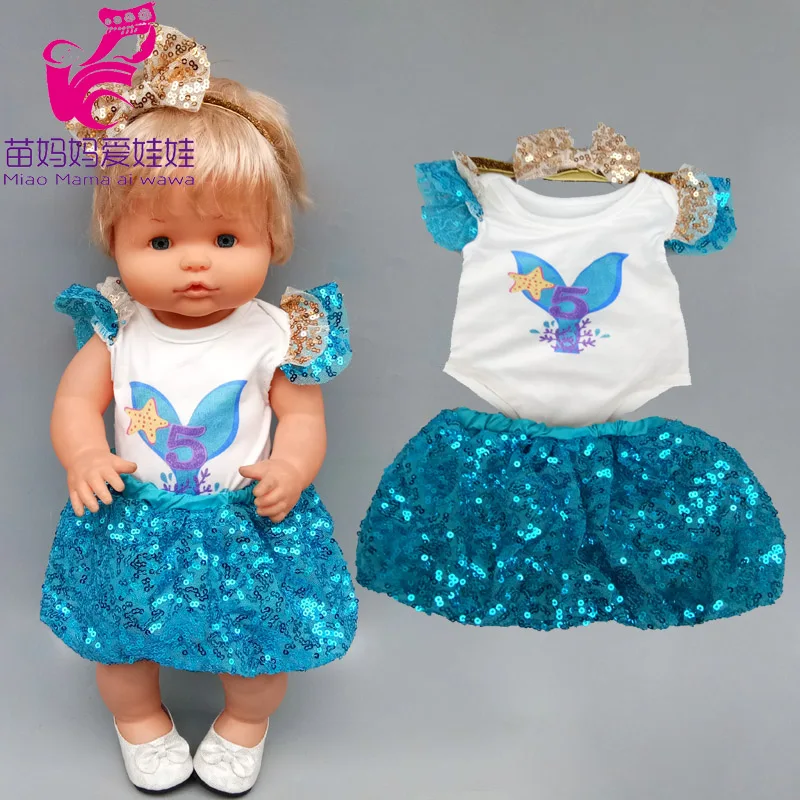 

40cm doll Sequins dress shirt set for 42cm Nenuco Ropa y su Hermanita 17 inch baby doll clothes