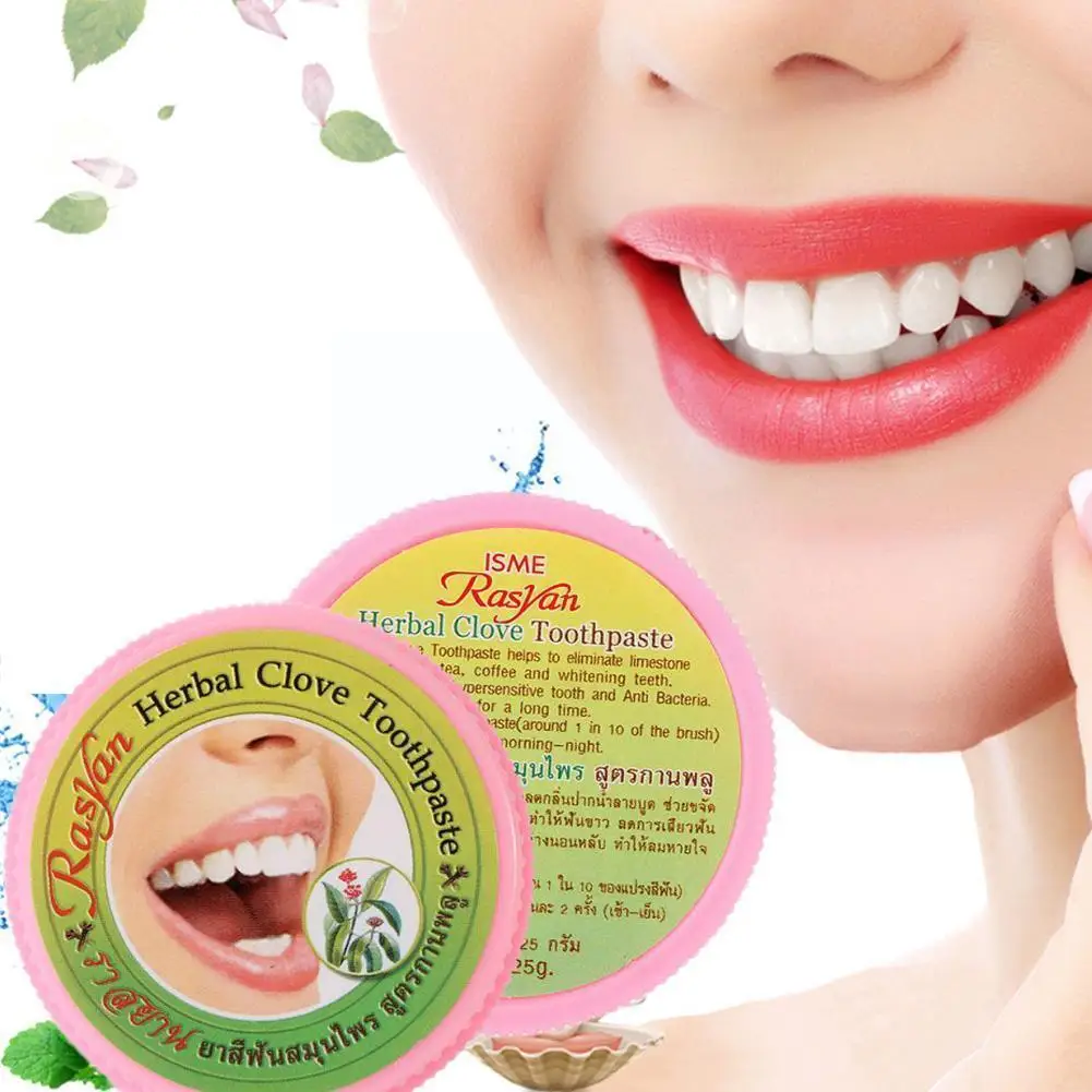 

Thailand Clove Coconut Herbal Toothpaste Dental Plaque Bleedin Gingival Removal Paste Powder Protection Gum Toothpaste Prev L2A0