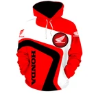 Новинка 2021, толстовка с логотипом Honda Wing Для мотогонок, толстовка с капюшоном и 3D принтом на молнии, куртка, Мужская спортивная одежда, мужская красная Толстовка