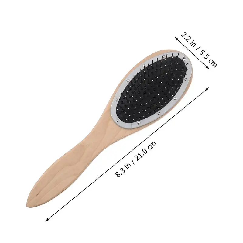 

2Pcs Comb Detangling Massaging Wood Handle Paddle Brush Hair Brush Hair Comb Wire Bristle