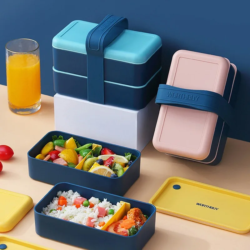 

1SET Portable Lunch Box For students School Microwave Plastic Bento Box With Movable Compartments Salad Fruit Food Container Box