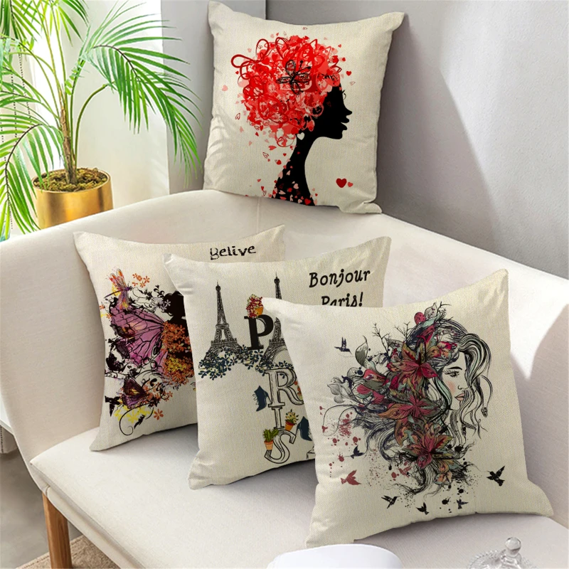 

Valentine's Day Throw Pillows Little Girl Romantic Pattern Decorative Pillowcases Wedding Party Home Decor Love Seat Chair Cover