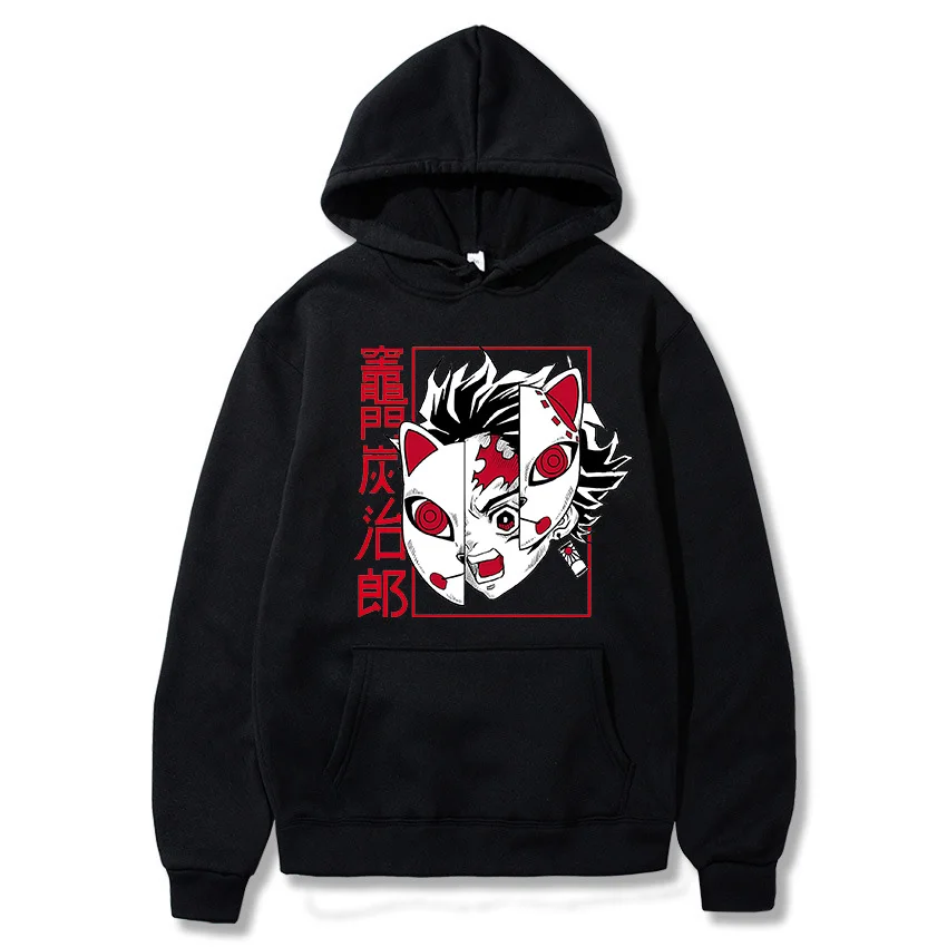 

Women Hoodies Anime Demon Slayer Print Long Sleeve Pullover Casual O-Neck Streetwear Oversize Unisex Hooded y2k Sweatshirt