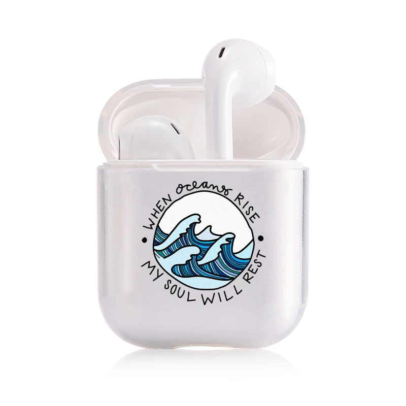 Чехол Air pod с морскими волнами для Funda AirPods 2 прозрачный силиконовый роскошный