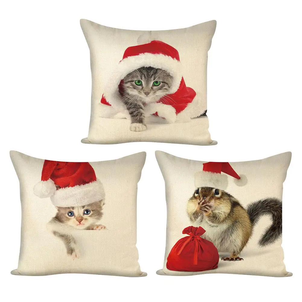 Новый год Рождественский подарок на Рождество с рисунком кошки белка Подушка