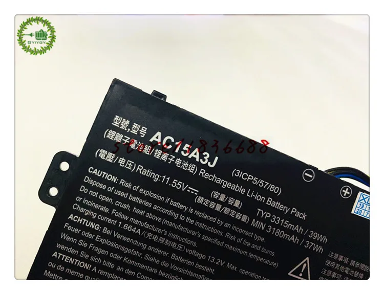 GYIYGY 3315mAh 11 55 V 39wh аккумулятор AC15A3J KT.00303.017 для Acer Chromebook C735 CB3-131 C738T CB5-132T | Компьютеры и