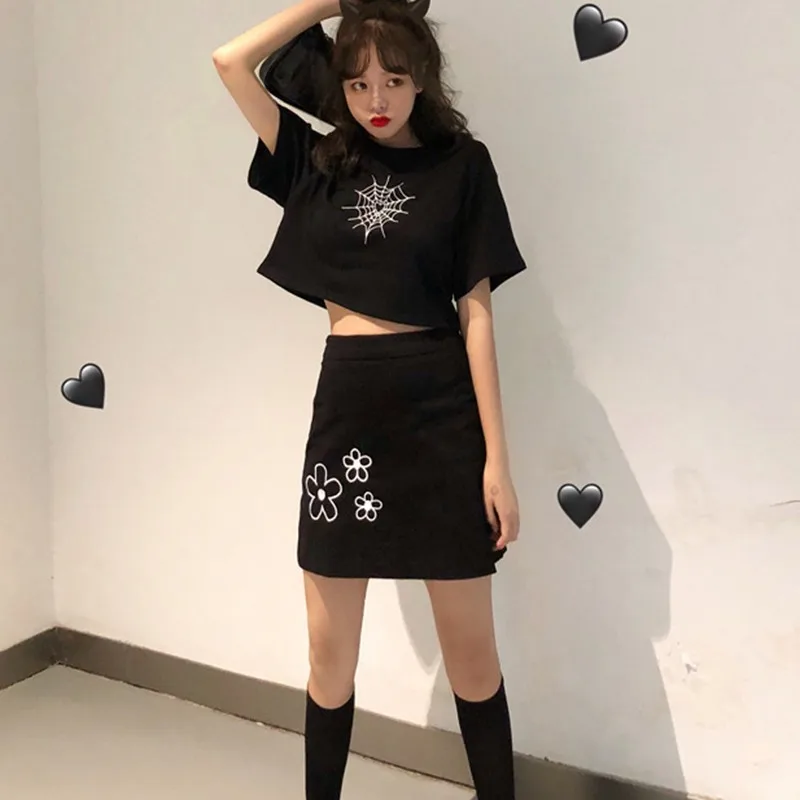 Summer Fashion Embroidered Short Style Short-Sleeved Top Casual Skirt Two-Piece Suit |