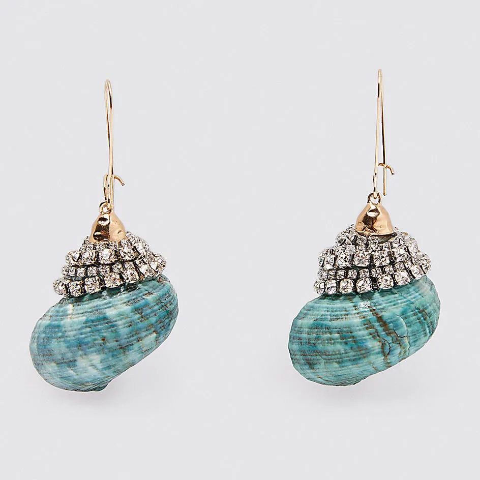 Женские серьги в форме ракушки Girlgo роскошные летние с кристаллами и