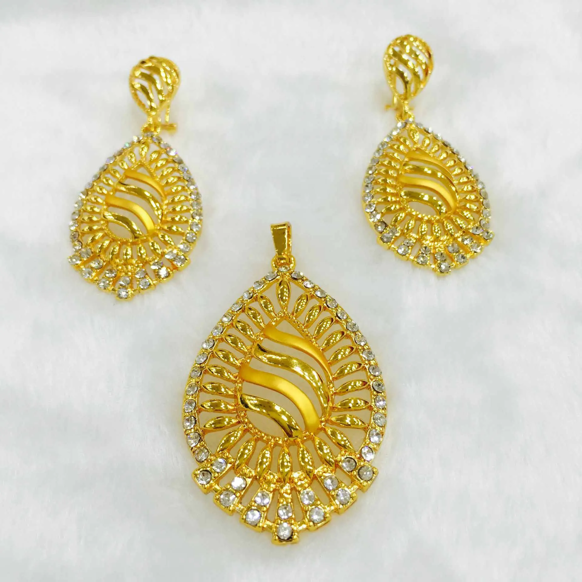 Yulaili модные Кристаллы капли воды Подвеска Ожерелье Серьги Медный Сплав Ювелирные