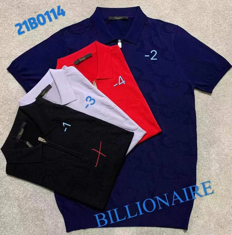 

Billionaire polo shirt silk men 2021 New Comfortable fashion short sleeve zipper embroidery Breathable big size M-5XL quality