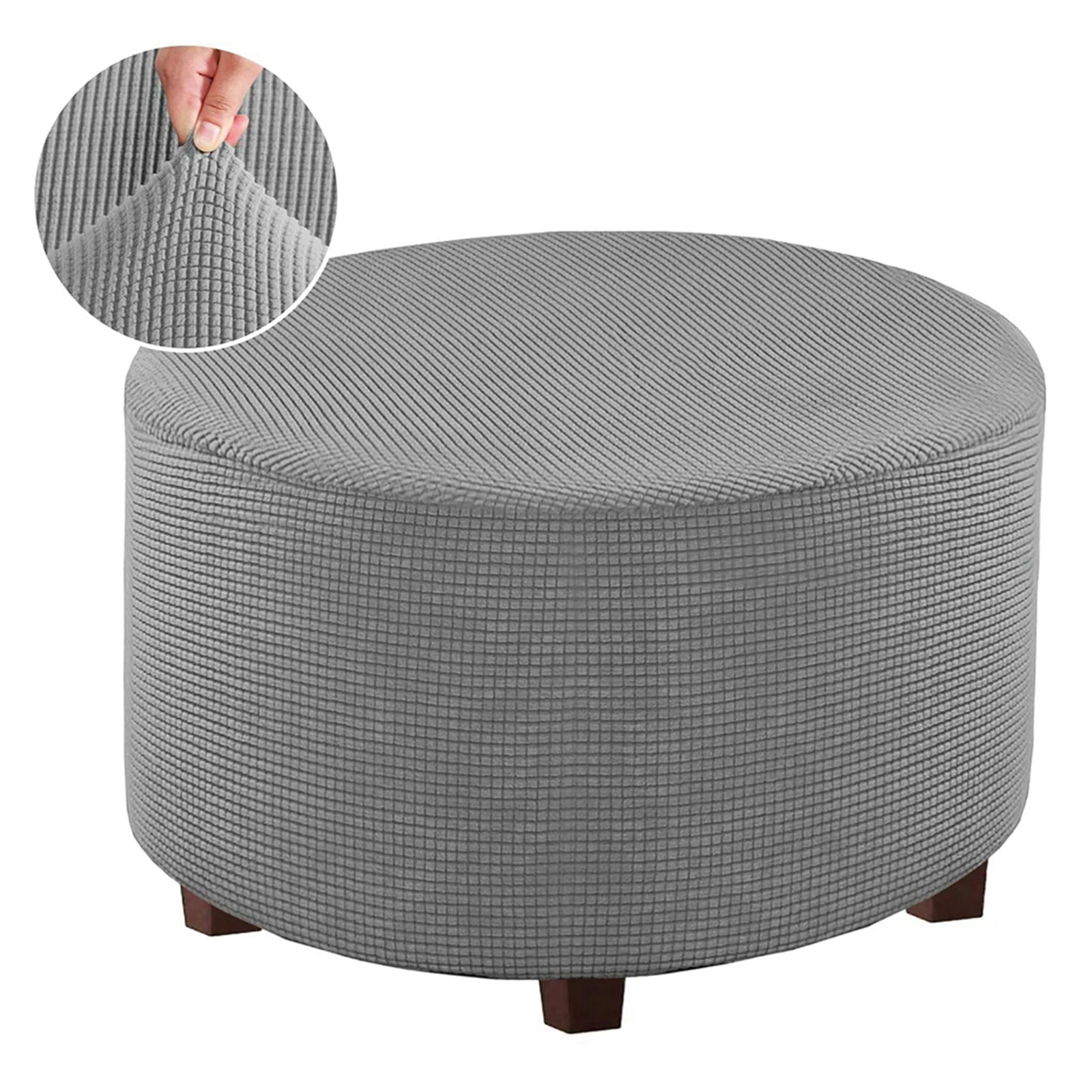 

Stretch Ottoman Cover Ottoman Slipcovers Round Foot Stool Stretch Covers Ottoman Foot Rest Cover, Elastic Bottom, Washable