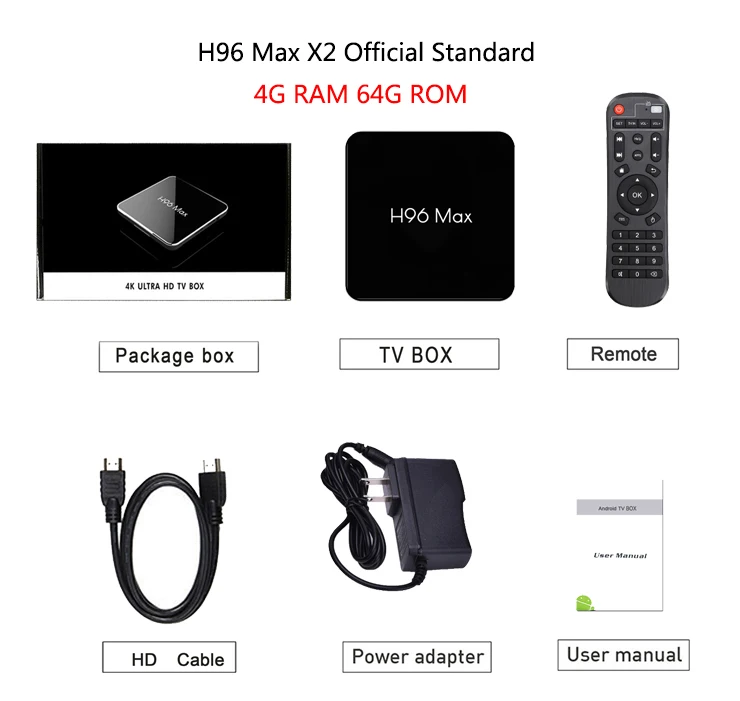 4GB 64GB H96 Max X2 ТВ приставка Android 9,0 2,4G/5G Wifi USB3.0 H.265 4K Ultra HD 3D BT LAN 2G 16G/4G 32G/4G 64G Amlogic S905X2 - Цвет: 4GB 64GB