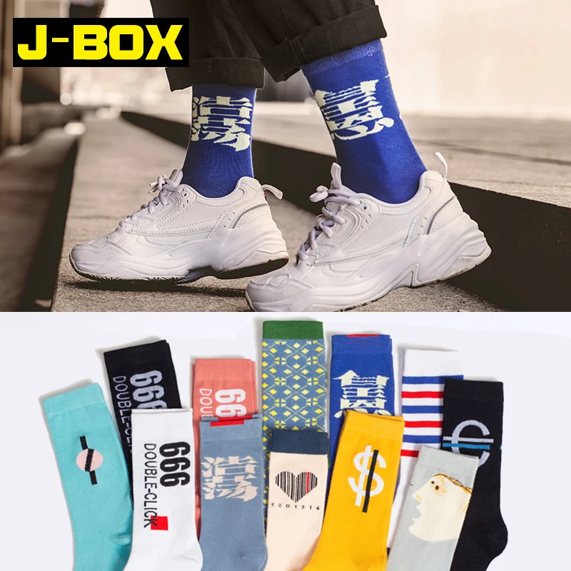 J BOX женские носки японские хлопковые цветные дизайнерские милые забавные kawaii