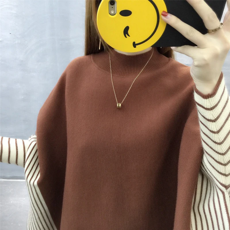 2019 New Winter Women's Sweater Pullover High Collar Bat Loose Fat MM Female | Женская одежда