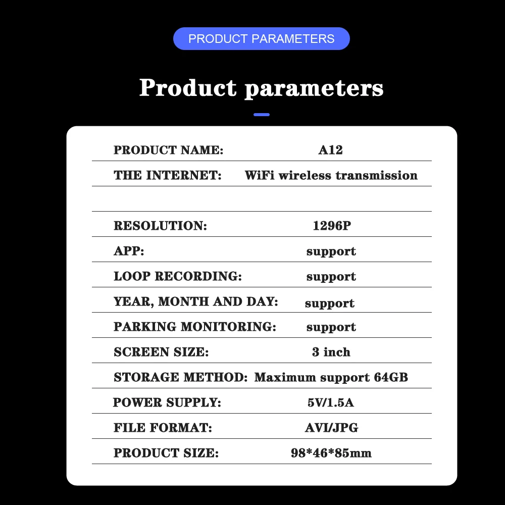 Aaba A12 видеорегистратор автомобильная камера рекордер с двумя объективами ночное