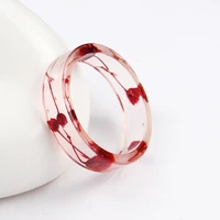 8 colors retro european and american resin transparent ring creative multi color head jewelry dry flower chip hand jewelry