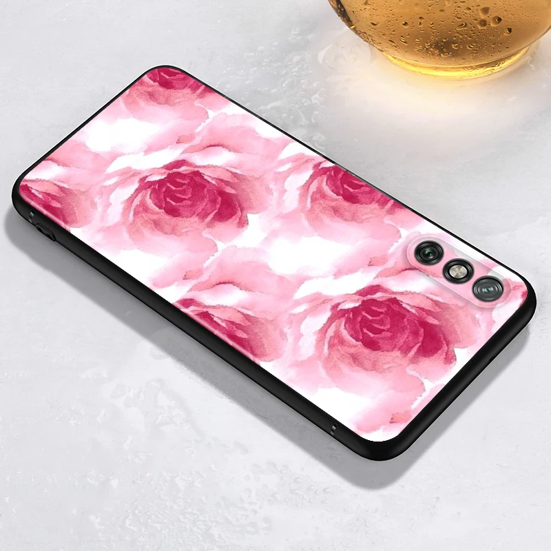 Beauty Floral Rose for Huawei Y9A Y9S Y9 Y8S Y8P Y7P Y7 Y6 Y5P Y5 Lite Pro Prime 2020 2019 2018 2017 Black Phone Case
