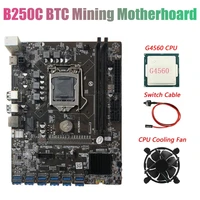 b250c btc mining motherboard with g4560 cpufanswitch cable 12xpcie to usb3 0 graphics card slot lga1151 support ddr4