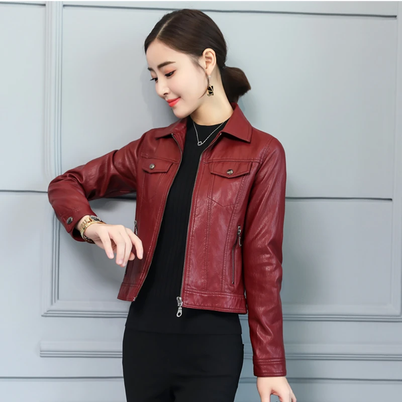 Женская короткая осенняя куртка из искусственной кожи Зимняя Толстая Мягкая