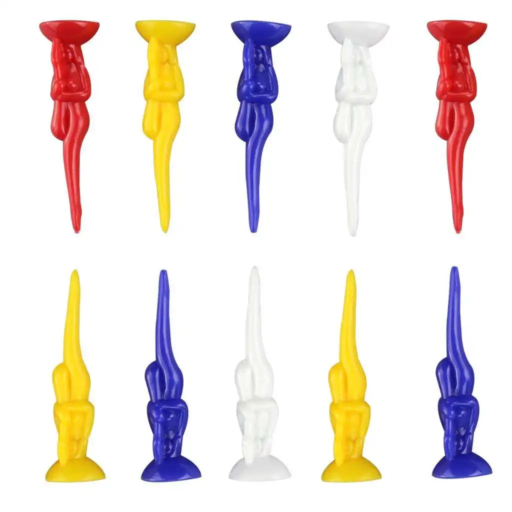 

10 Count 54mm Golf Tee Assorted Color Beauty Lady Golf Tees Gift Fun PE Plastic Tees
