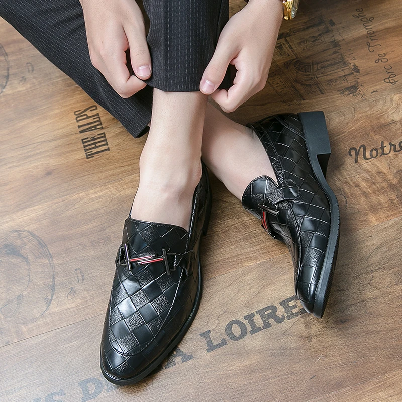 

Popular Casual Business Shoes Man Black Blue Men Platform Leather Shoes Slip-on Mens Dress Shoe High Quality Adult Formal Shoes