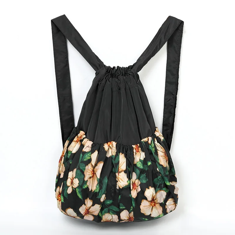 

Большой портативный женский рюкзак на шнурке, легкий женский дорожный рюкзак с винтажным принтом, водонепроницаемая складная сумка для пок...