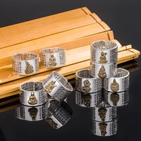 guangyao best selling new products retro style benming eight buddha sutra ring religious mens jewelry accessories 10g