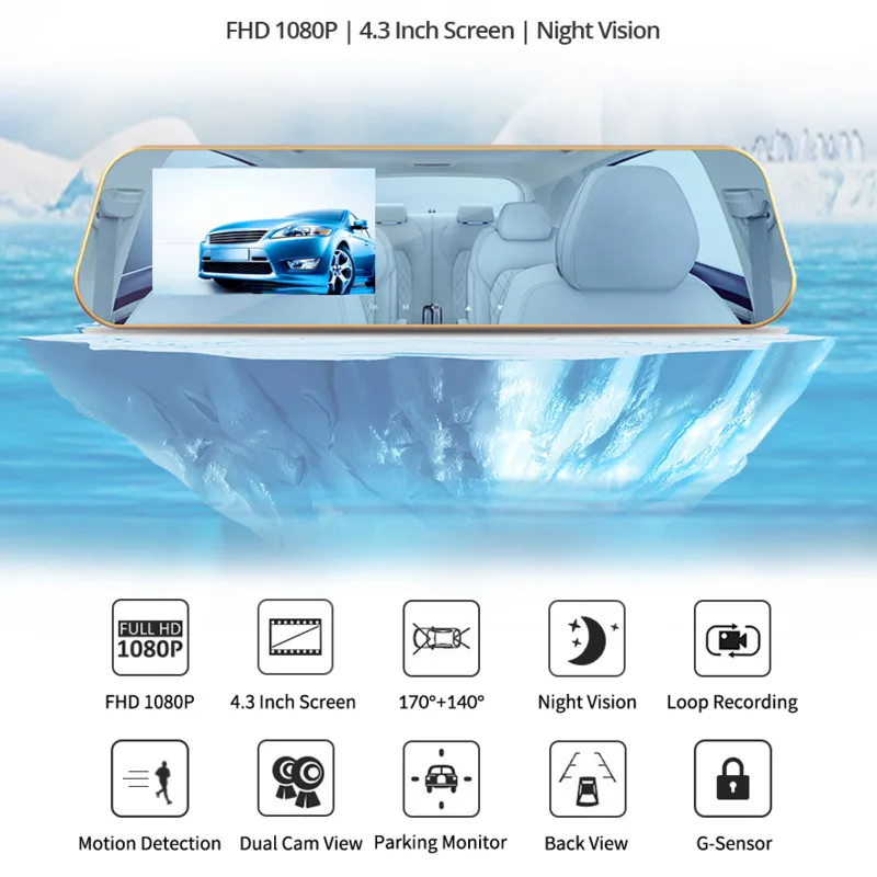 Дропшиппинг Горячая Full HD 1080P Автомобильная Dvr камера Авто 4 3 дюймов зеркало