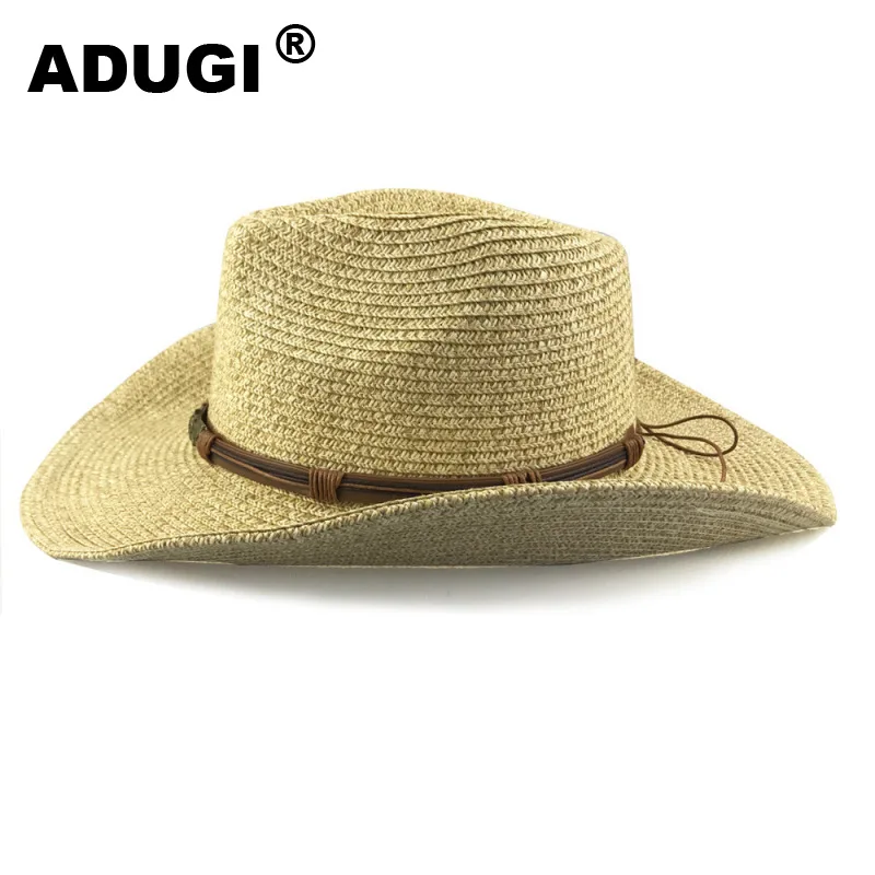 Соломенная шляпа ADUGI для мужчин и женщин популярная летняя Панама от солнца с