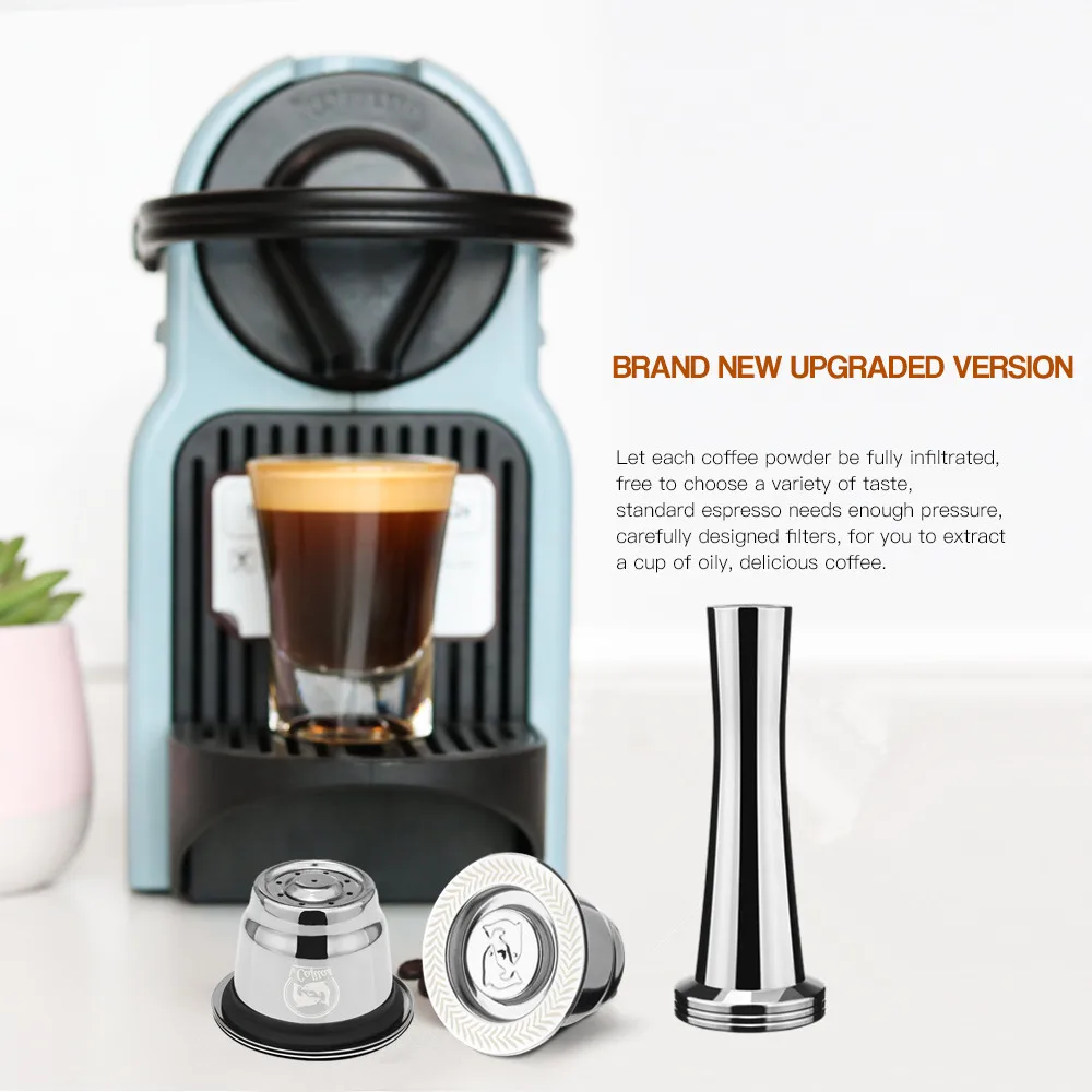 Обновленная Нержавеющая Сталь Nespresso фильтры для кофе капсулы стручки трамбовки для эспрессо многоразовые Многоразовые корзины