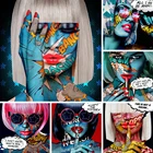 Алмазная картина сделай сам, граффити с лицом, крутая девушка, поп-арт, полноразмерная Алмазная Вышивка крестиком, Алмазная мозаика, настенный Декор для дома