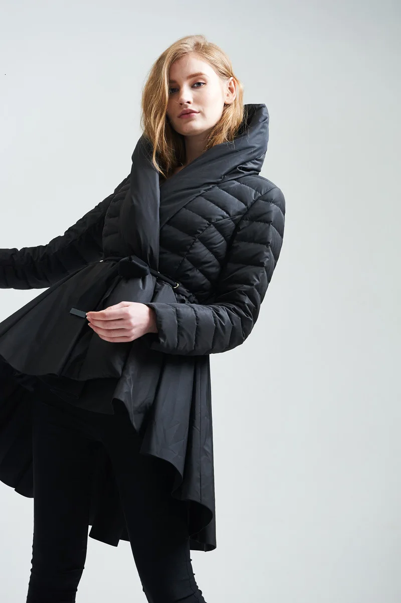 TWOTWINSTYLE хлопковое Женское пальто с капюшоном, длинный рукав, на шнуровке, туника, ассиметричное пальто, топы, Женская мода, зима, новинка, большие размеры