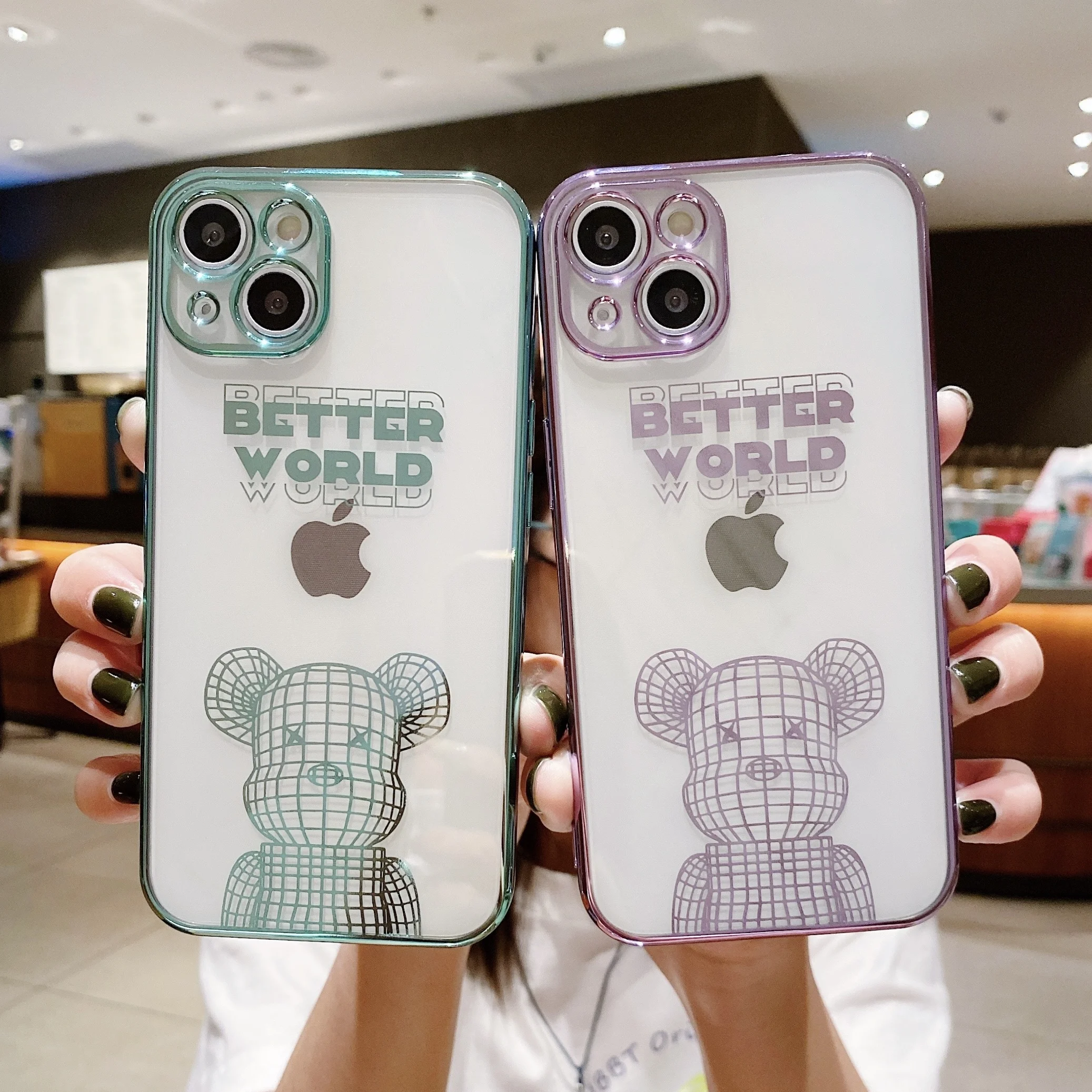 

Luxury Shockproof And Drop-Proof Frosted Phone Case For iPhone 13 12 11 Pro Max Mini X XS XR 2021 Mechanical Bear