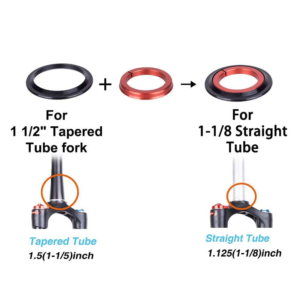 

42mm/52mm Bicycle Headset Bicycle Front Fork Headset Replacement CNC 1 1/8"-1 1/2" MTB Bearing Straight and Tapered Tube