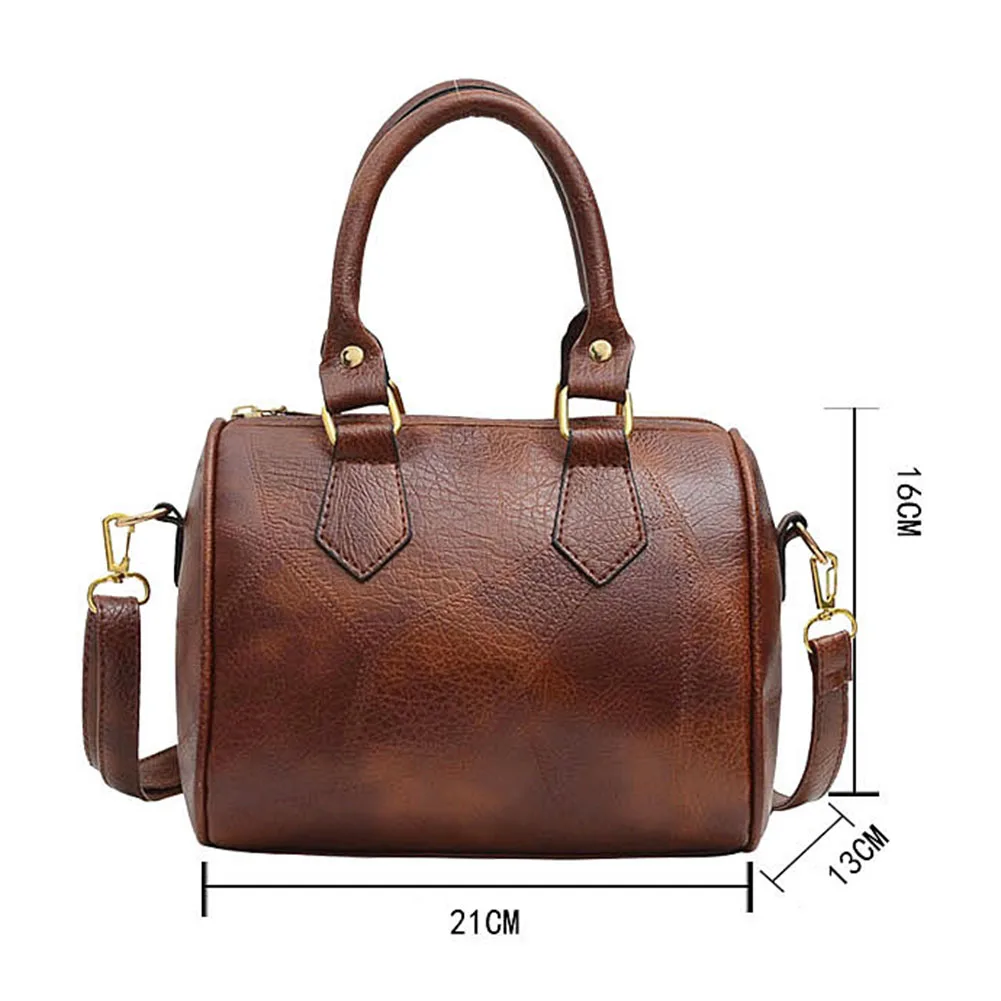 

Vintage Women PU Leather Shoulder Crossbody Bags Solid Color Messenger Bag Casual All-matchLadies Small Top-handle Handbags