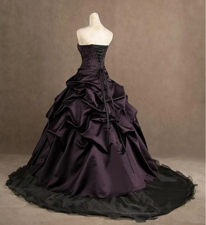 Винтажный вышитый фиолетовый и черный шарф тафта готическое милое платье без