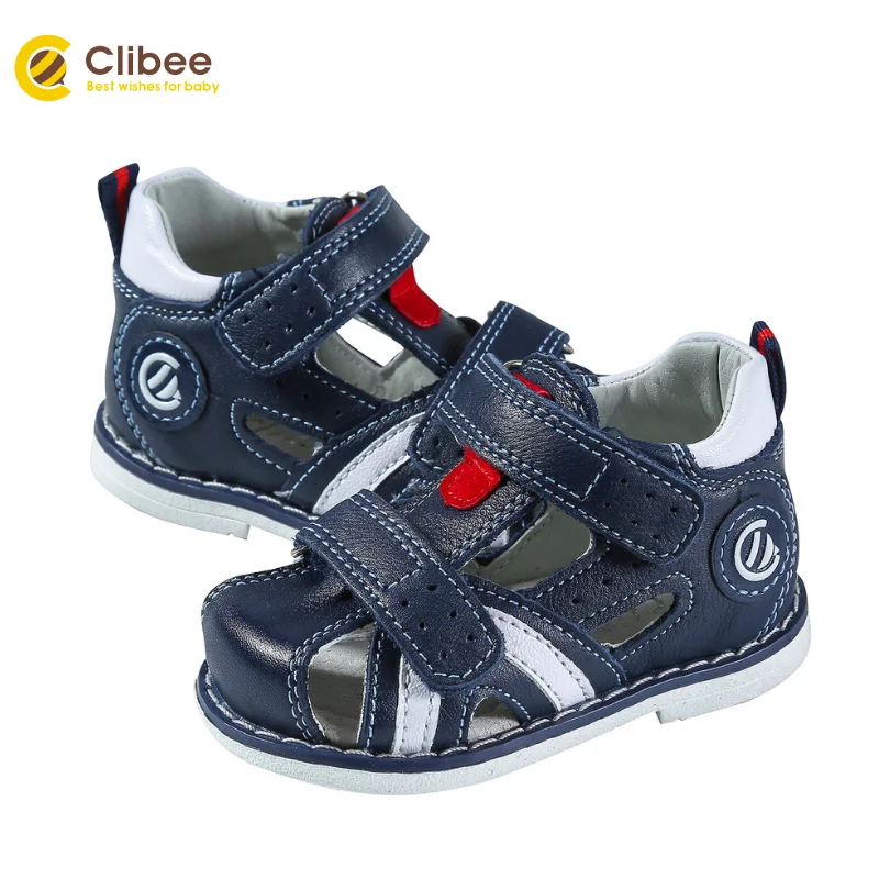 

CLIBEE New Genuine Leather Toddler Sandals Boys Closed Toe Summer Shoes Orthopedic Sandal Shoes for Boys Baby Sandals 19-22