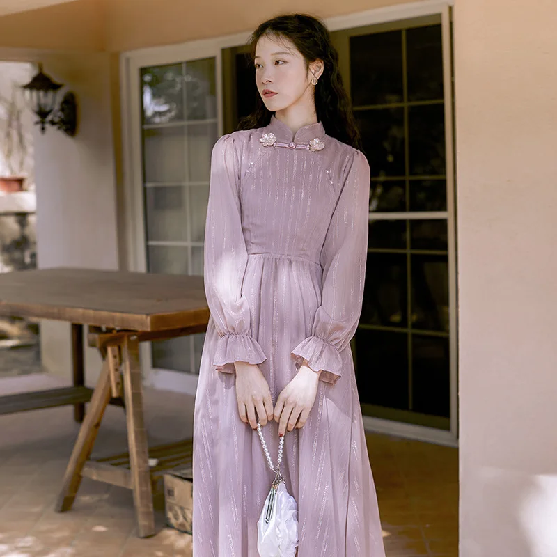 

Летнее Женское Платье макси с длинным романтичное платье с вырезом лодочкой и завышенной талией, сетчатые вечерние платья Элегантное фиоле...