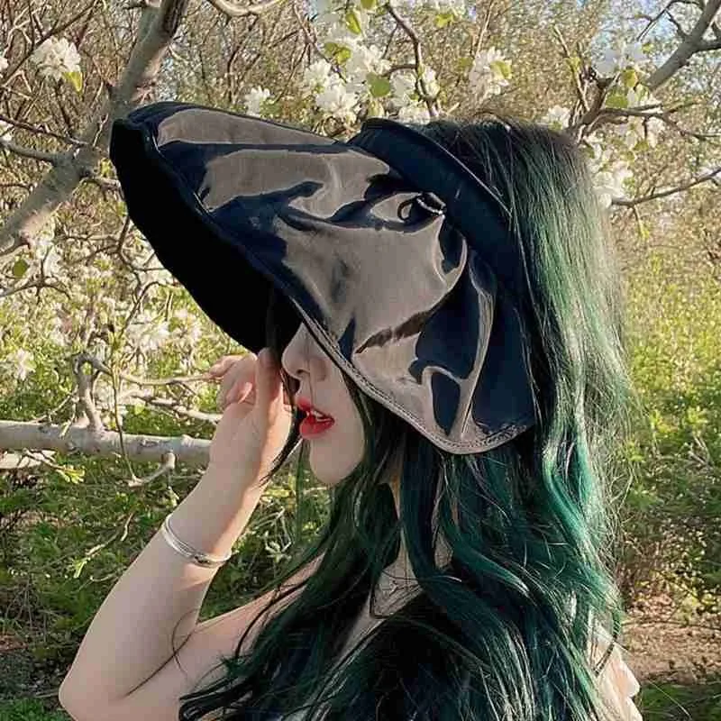 

New Style One Hat Dual Purpose Headband Color Sunprotection For Women Hairband Face Hat Hair Cover Sunscreen Hoop Hat L8F4