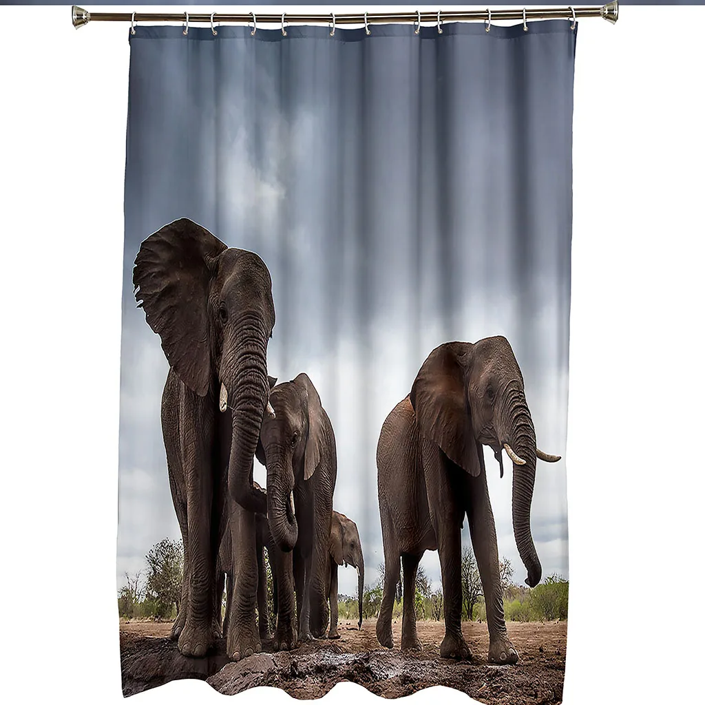 

Africa Animals Elephant 3d Printing Shower Curtains Waterproof Bathroom Curtain Set Bathtub Home Decor Boys Gift Curtains