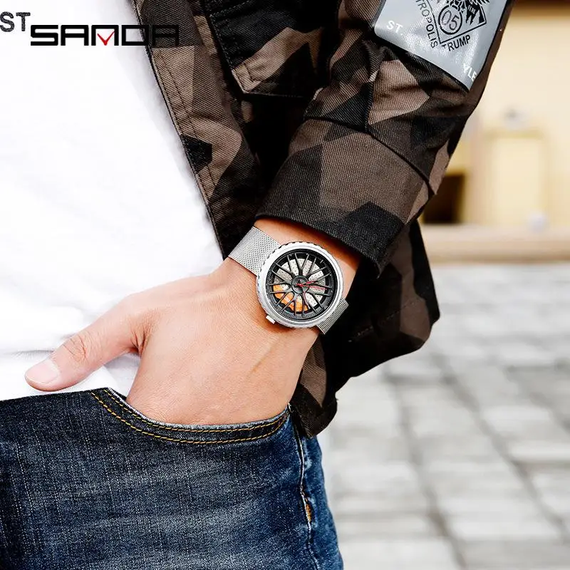 Часы наручные Sanda Мужские кварцевые брендовые креативные модные трендовые