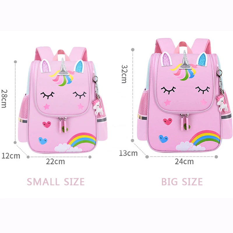 Girl School Bags Child Pink Unicorn Nylon Printing Backpack Kindergarten Student Cute Girls Children's Schoolbag Waterproof Kid