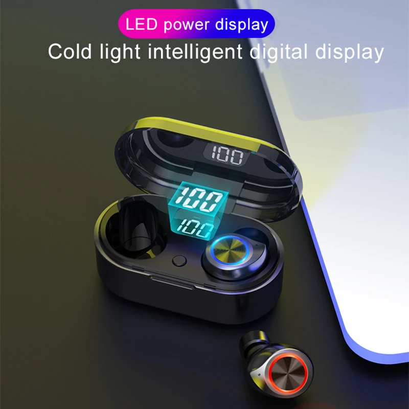 TWS 5 0 настоящие беспроводные Светодиодные Ультра Мини Bluetooth наушники спортивные 9D