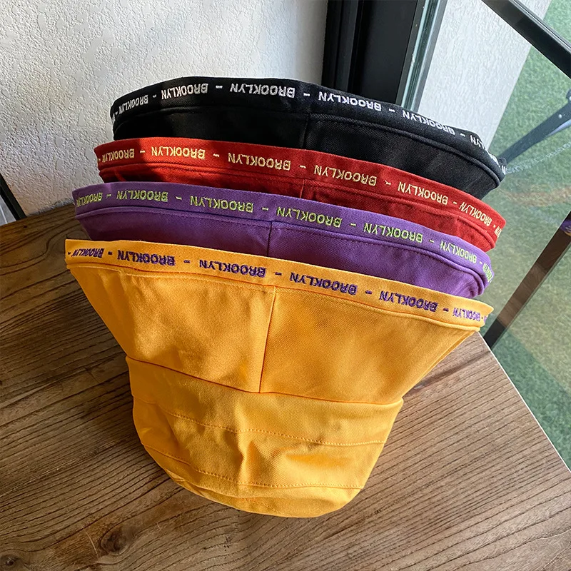 

Hat sunshade hat female sunscreen black fisherman hat letter Korean versatile Japanese wash basin hat summer sun hat